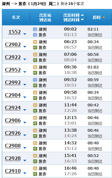 济源列车时刻表最新详解